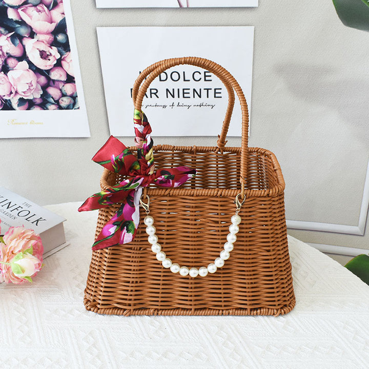 Elegant Handcrafted Rattan Tote Basket Kalsten
