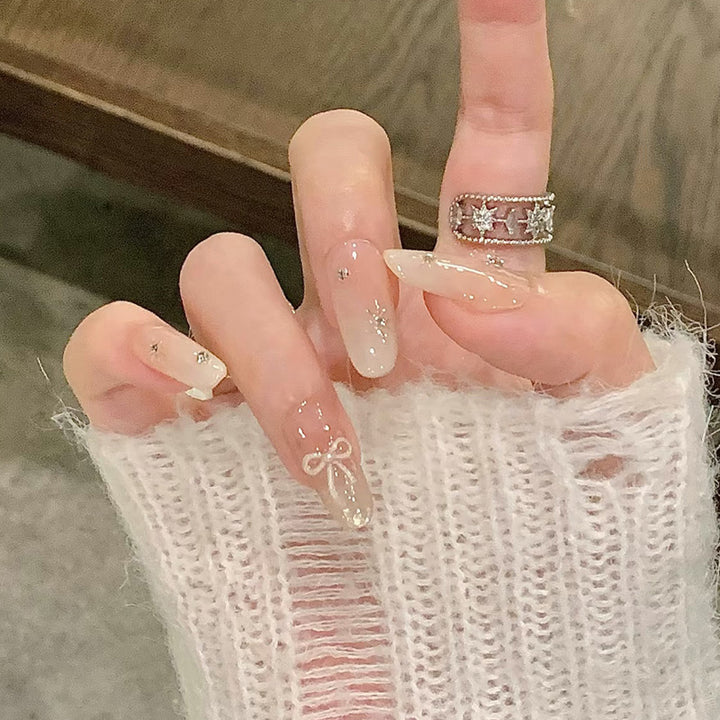 Glittering Long Press-On Nail Art Set Kalsten