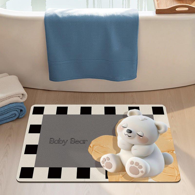 Playful Bear-Themed Plush Bath Mat Kalsten