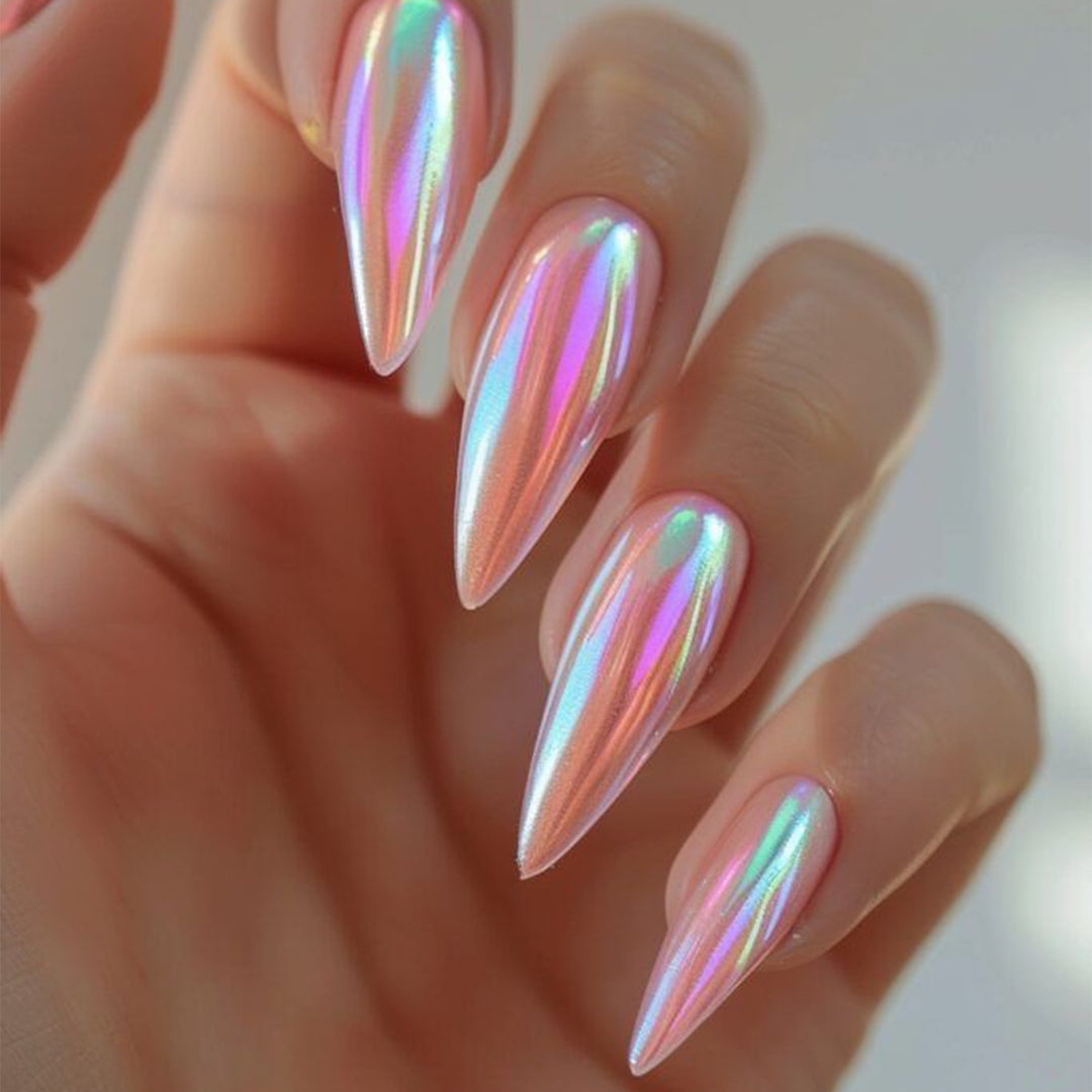 Metallic Stiletto Nail Extensions Kalsten