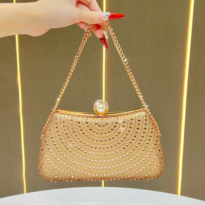 Decorative Crystal-Studded Evening Handbag