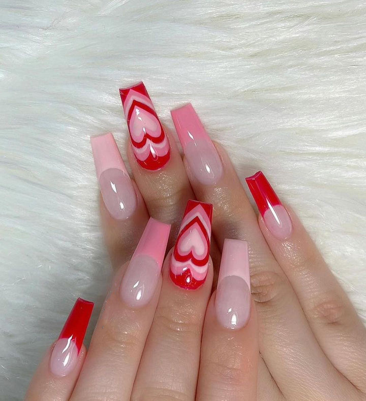 Artistic acrylic nails with heart design Kalsten