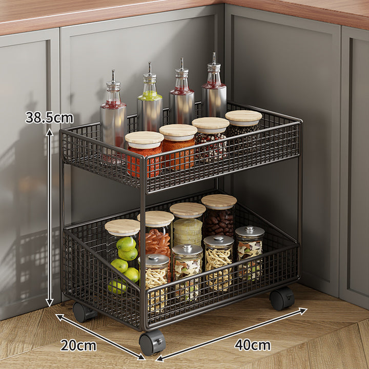 Compact Three-Tier Wire-Mesh Countertop Canister & Spice Organizer