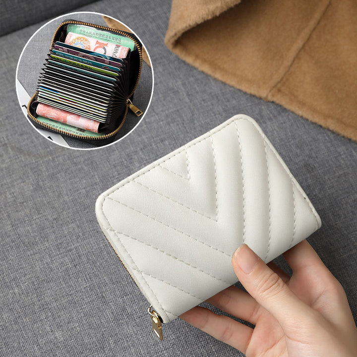 Compact Zippered Wallet with Card Organizer
