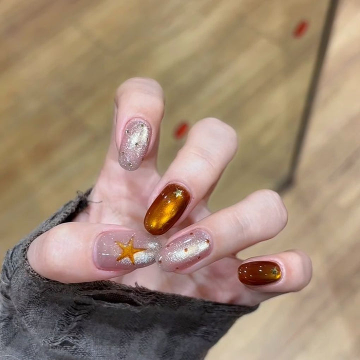 Glittery Star Accent Nail Art Extensions