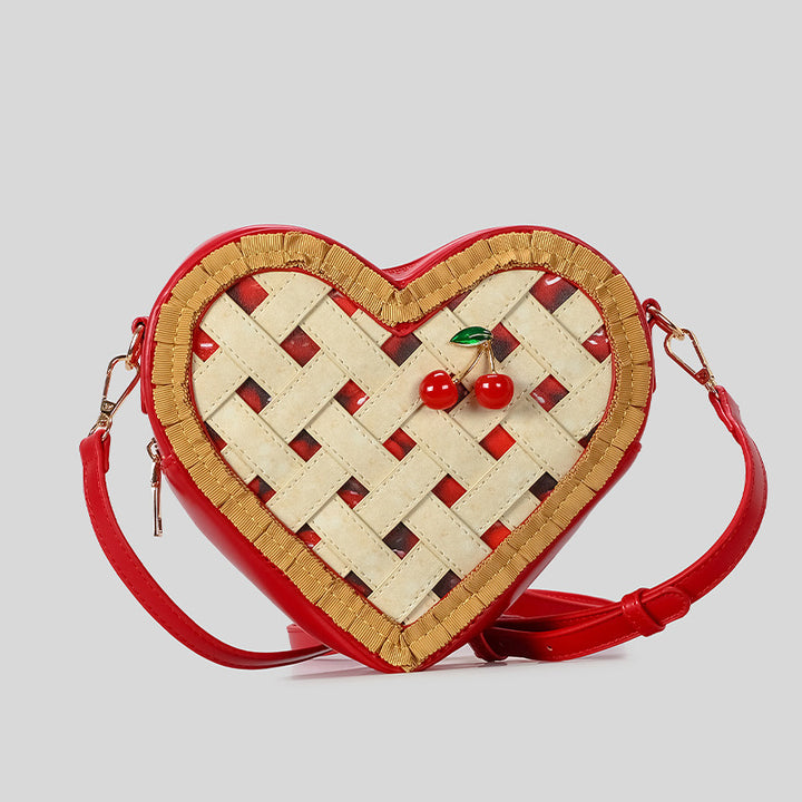 Heart-Shaped Woven Crossbody Bag
