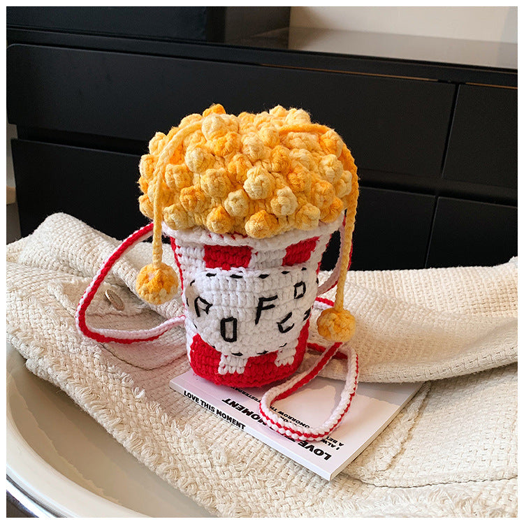 Creative Crochet Popcorn-Themed Mini Backpack