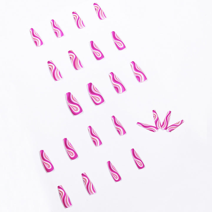Artistic acrylic nails in ombre design with modern wave patterns Kalsten