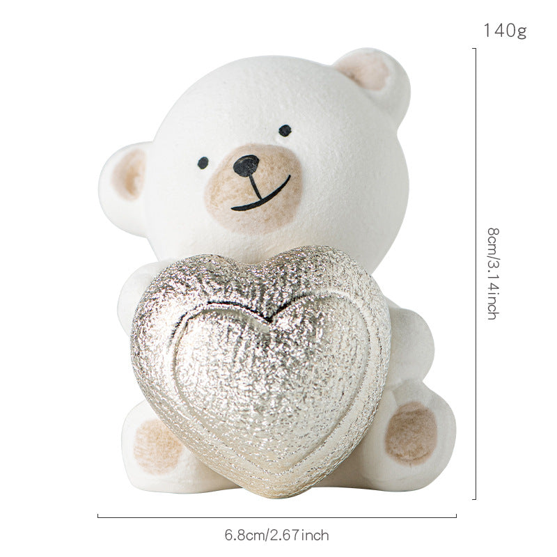 Kawaii Bear Figurine with Heart Kalsten