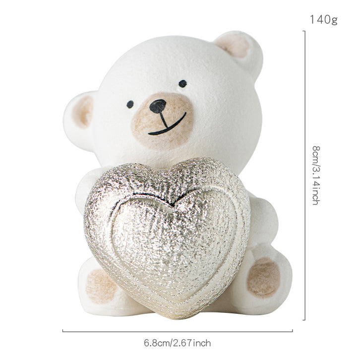 Kawaii Bear Figurine with Heart Kalsten