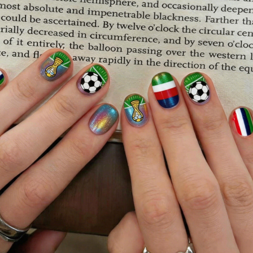 Creative nail art design with football motifs Kalsten