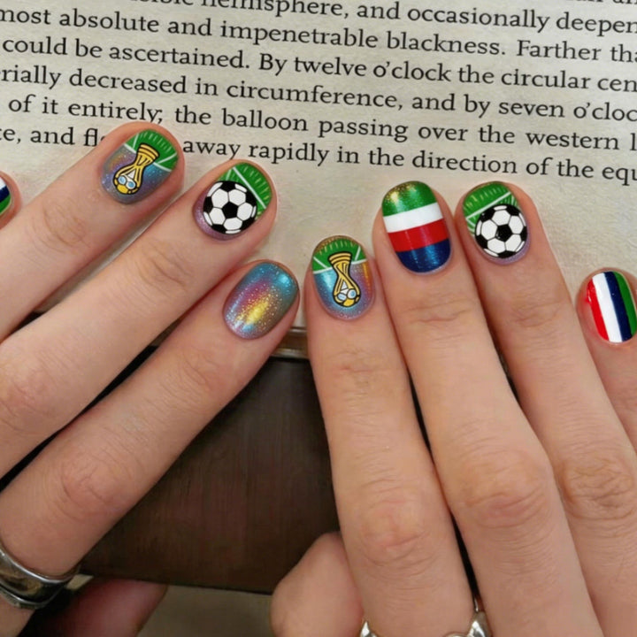 Creative nail art design with football motifs Kalsten