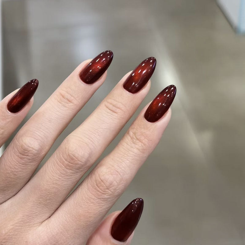 Elegant Glossy Almond-Shape Press-On Nails
