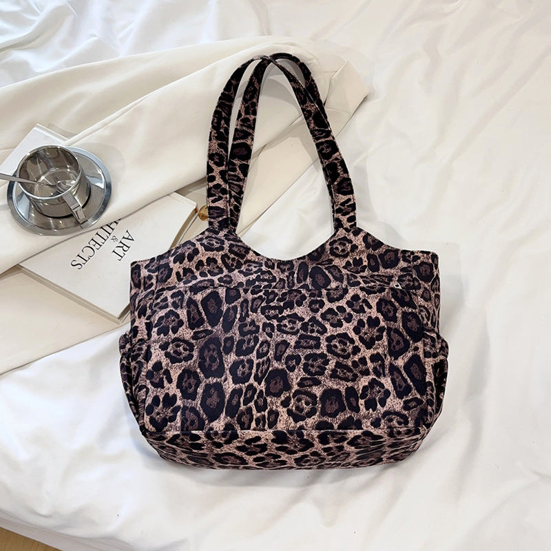 Spacious Leopard Print Shopping Tote