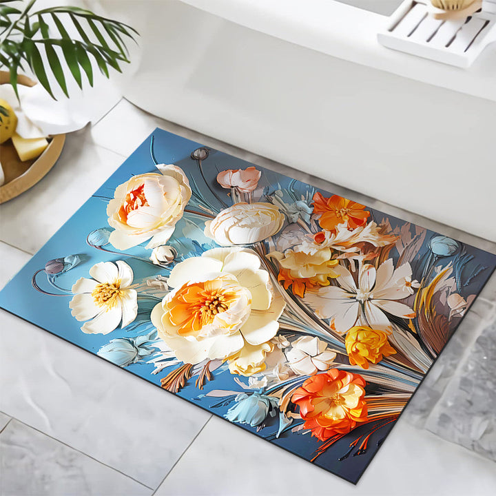 Textured Floral Design Bath Mat Kalsten