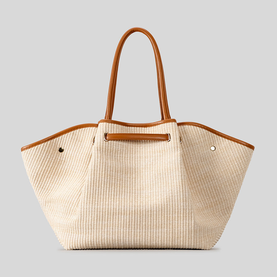 Elegant Textured Straw Tote