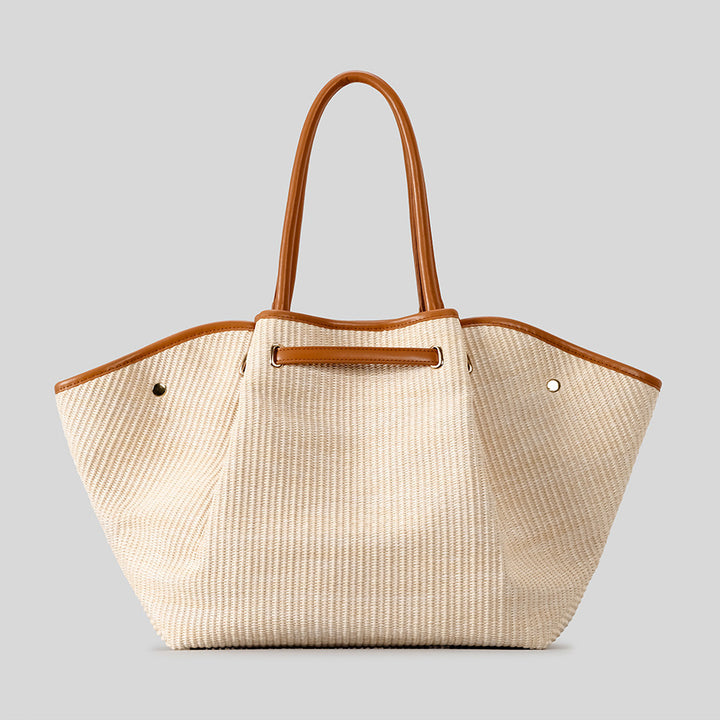 Elegant Textured Straw Tote