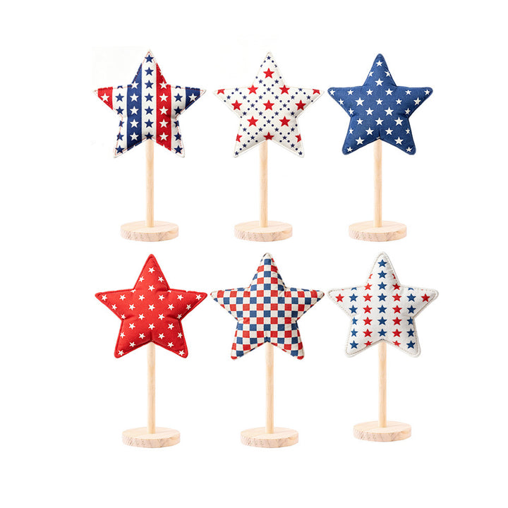 Unisex decorative fabric stars on wooden stand table decoration Kalsten