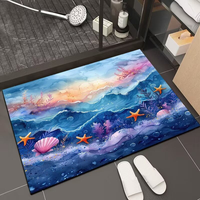 Reflective Floral Bath Mat