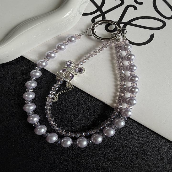 Elegant Pearl and Crystal Charm Phone Lanyard Kalsten
