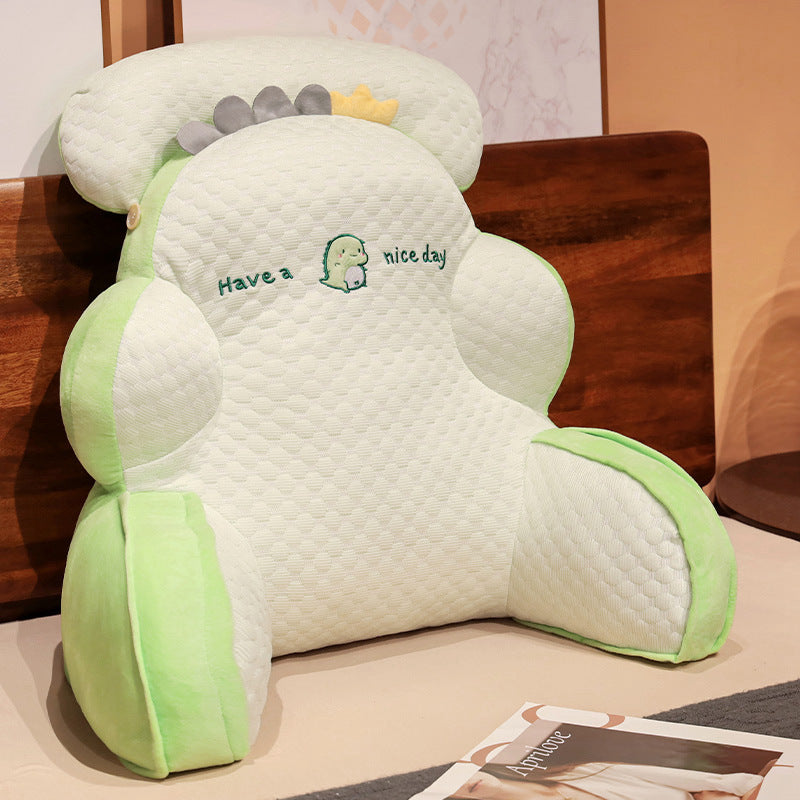 Ergonomic reading pillow with armrests, neck roll and non-slip cover