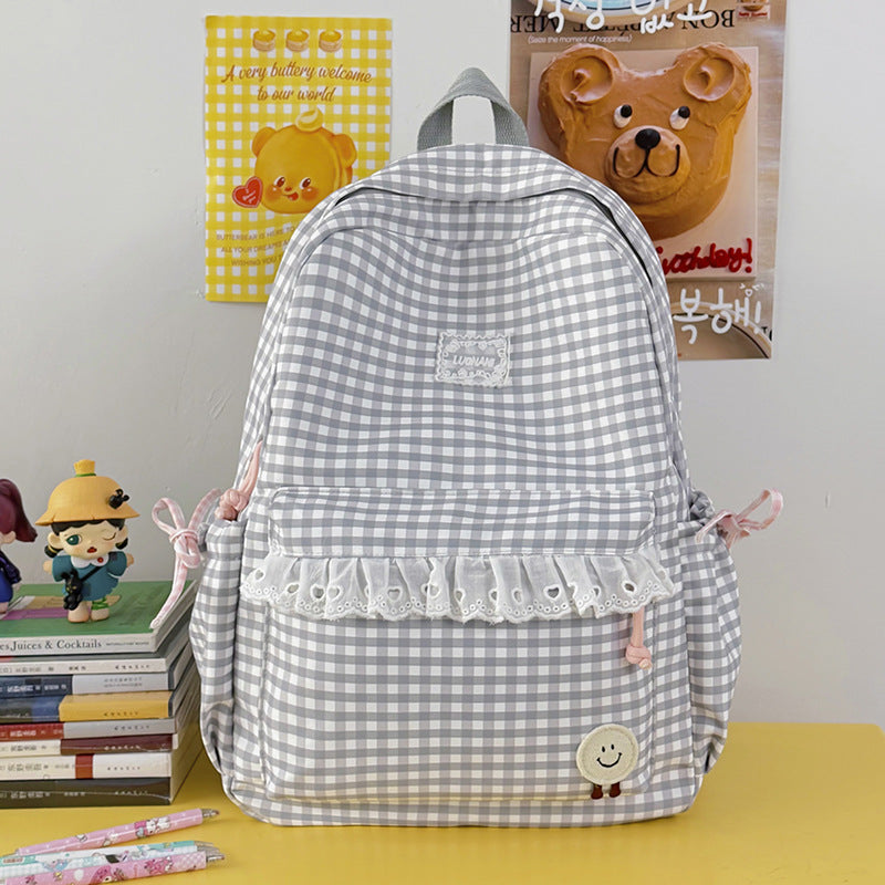 Cute Gingham Print Backpack Kalsten