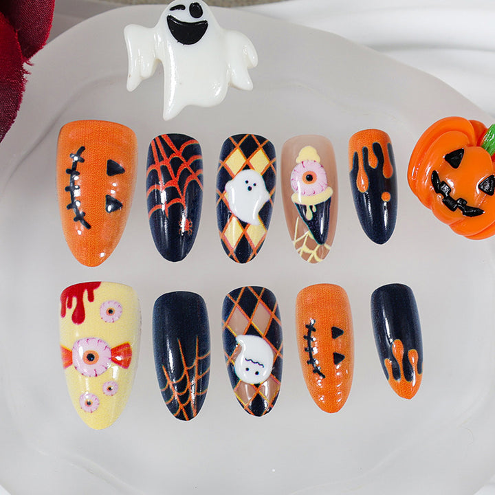 Artificial nail set with Halloween motifs and festive designs Kalsten