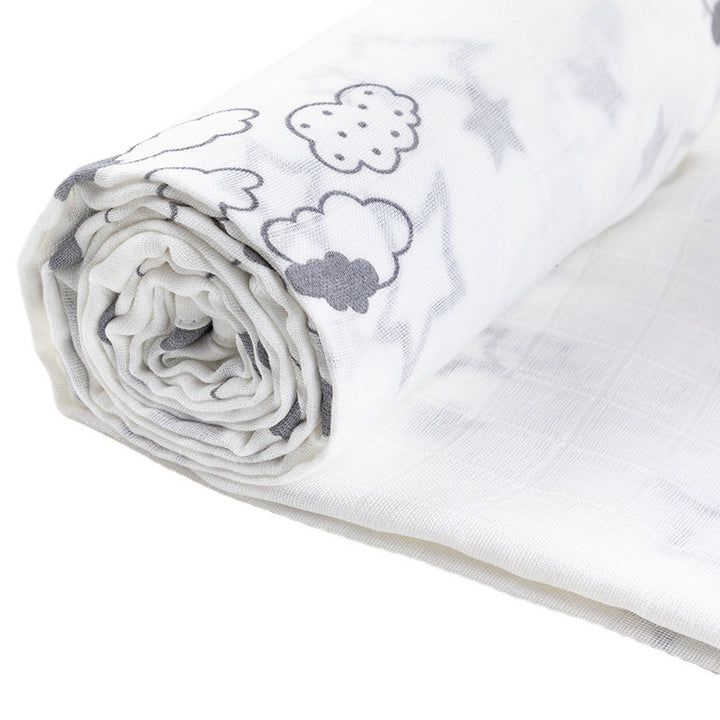 Soft Muslin Baby Blanket with Stars and Clouds Print kalsten