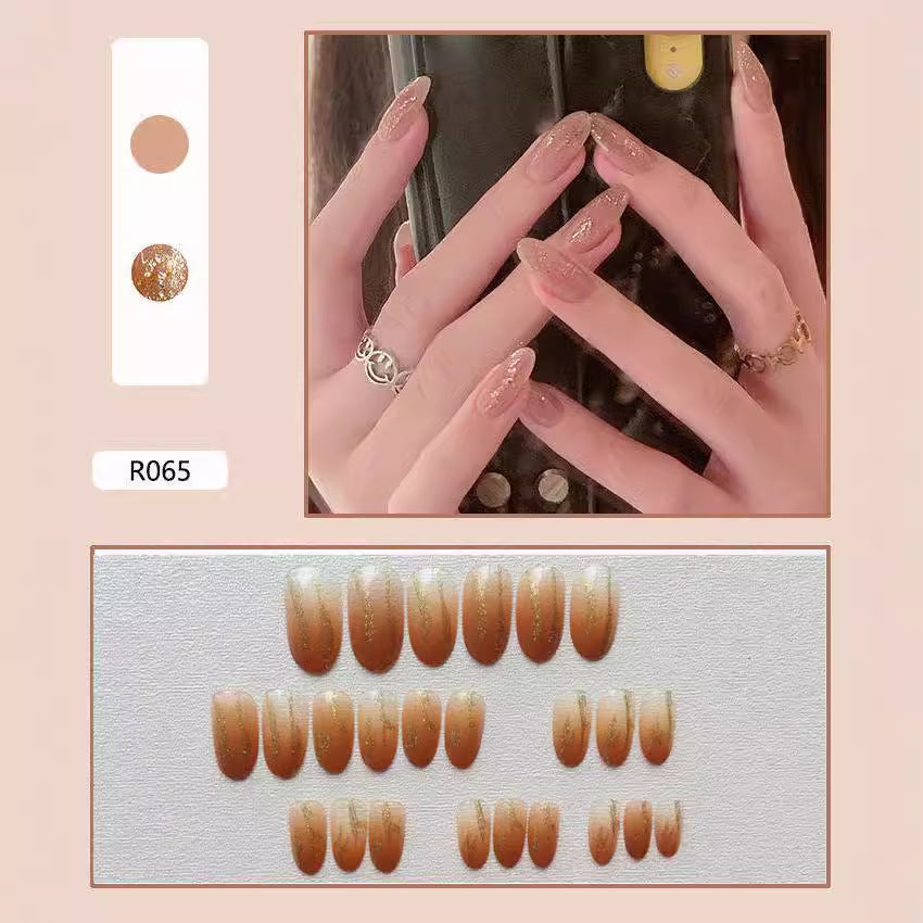 Sparkling Almond-Shaped Press-On Nail Tips