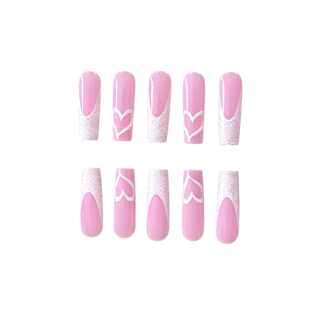 Glamorous Heart Design Acrylic Nail Extensions Kalsten