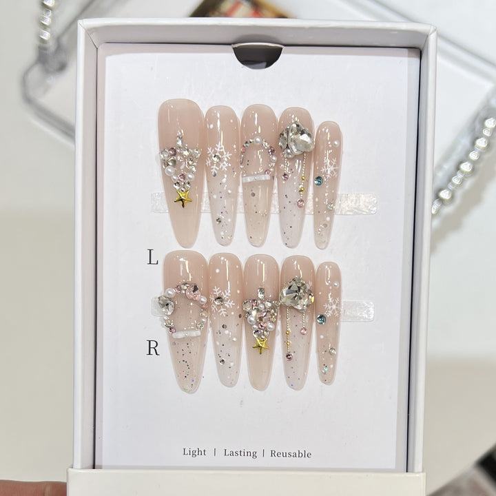 Decorative Gemstone Press-On Nail Tips Kalsten