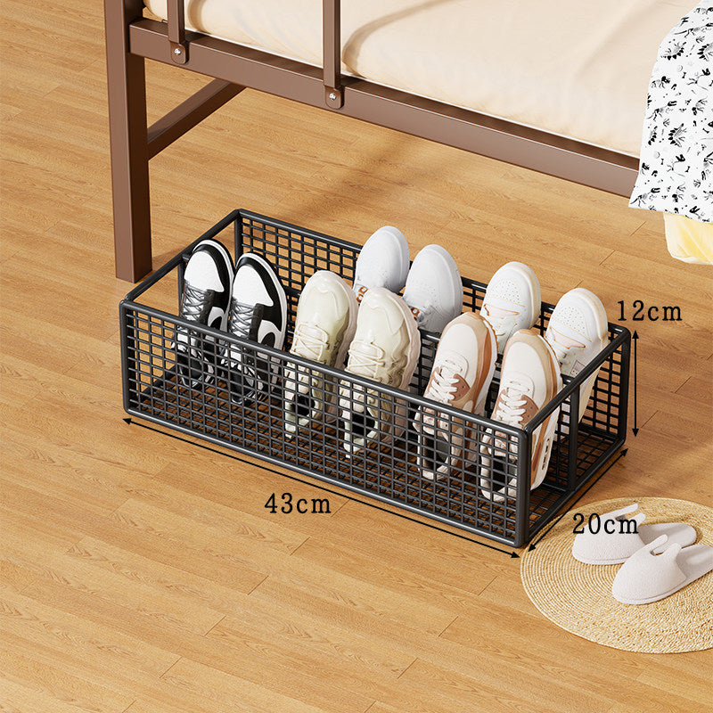 Low-Profile Under-Bed Metal Mesh Shoe Organizer with Divided Slots