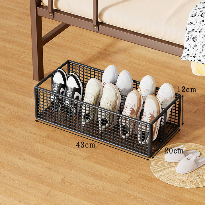 Low-Profile Under-Bed Metal Mesh Shoe Organizer with Divided Slots