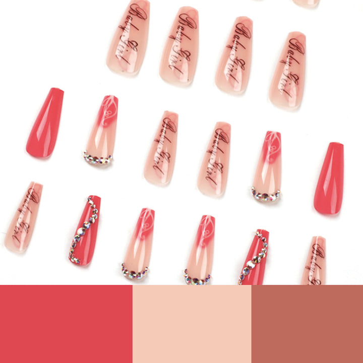 Artificial nail art with luxurious rhinestone and flower decorations Kalsten