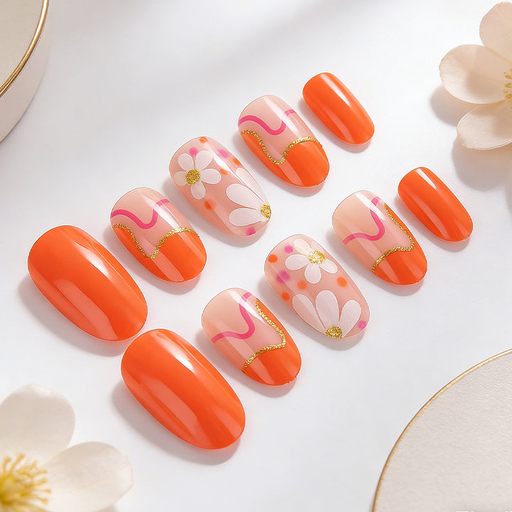 Artistic Flower Design Press-On Nails Kalsten