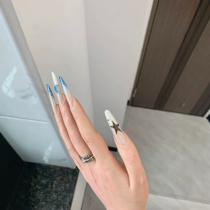 Star Accented Stiletto Nail Art Extensions