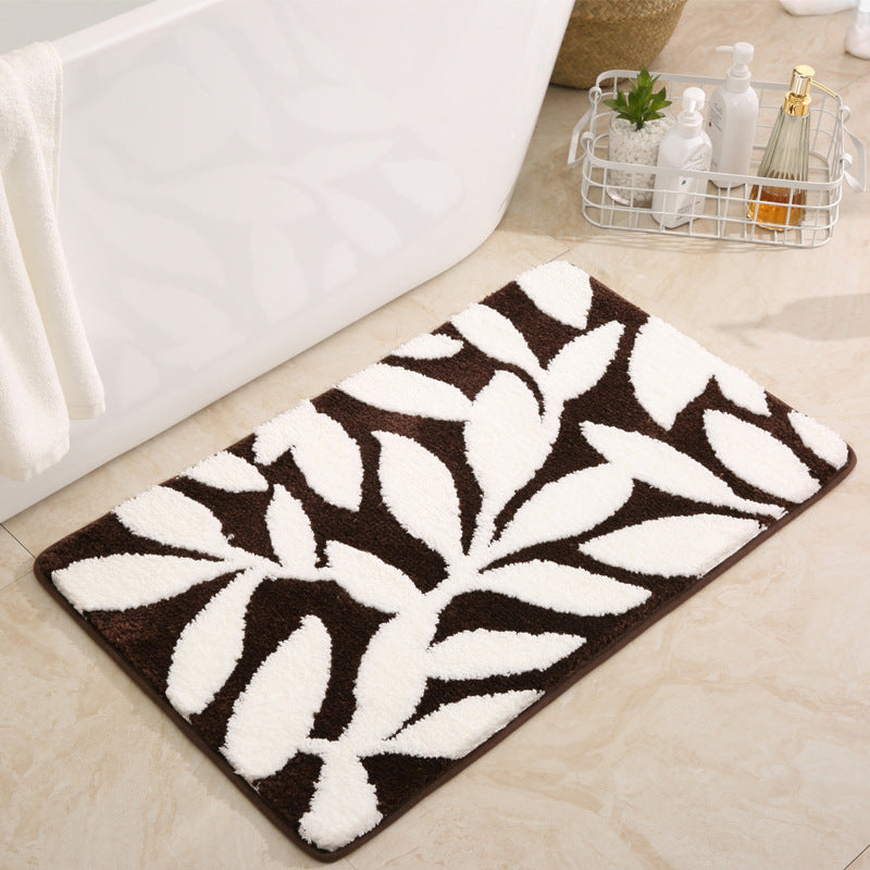 Leaf Patterned Luxury Bath Mat Kalsten