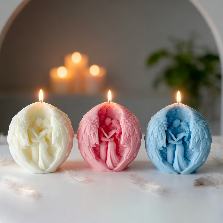 Sculpted Angel Embrace Candle