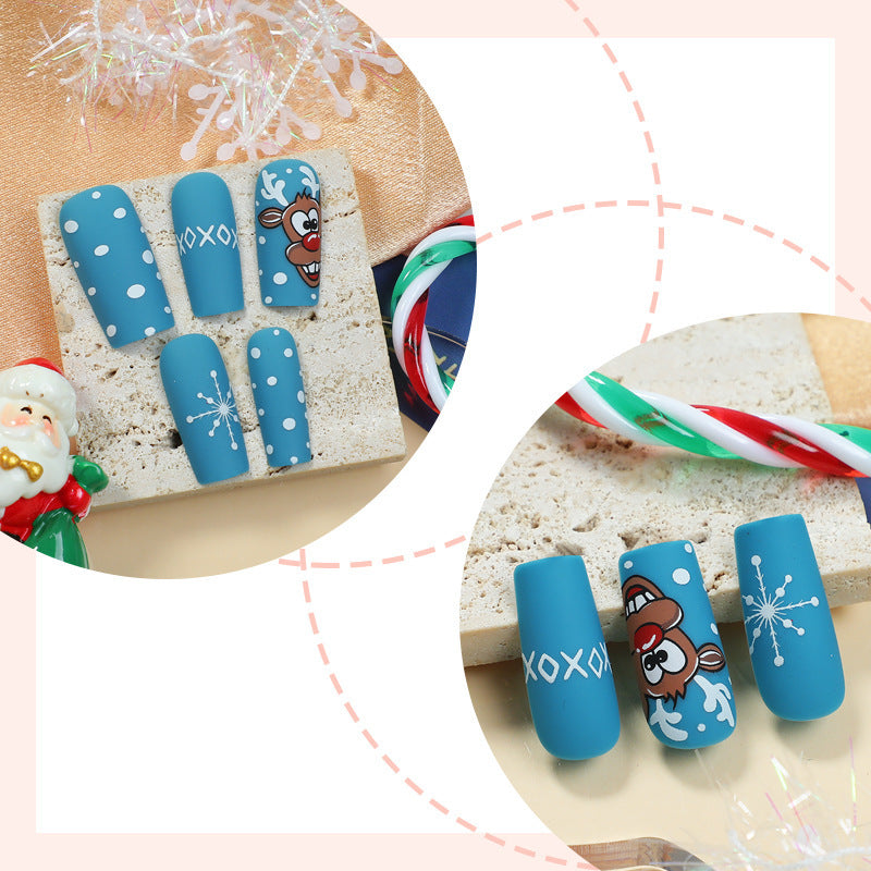 Creative Christmas Art Nail Set with Cheerful Reindeer Design Kalsten