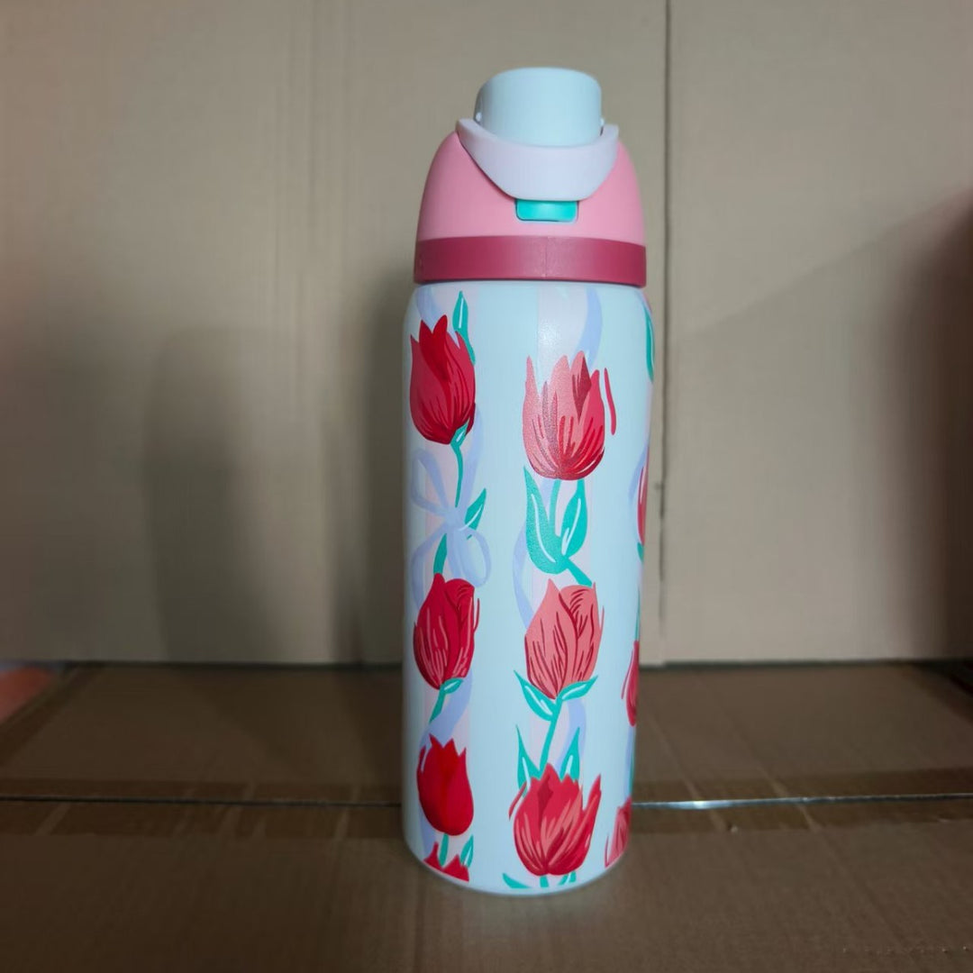 Insulated Stainless Steel Vacuum Water Bottle With One-Touch Flip Lid And Leakproof Safety Lock
