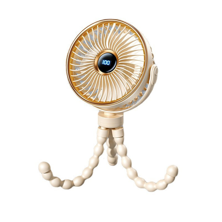 Unisex portable rechargeable clip fan with digital display, flexible clamp and multi-stage speed control Kalsten