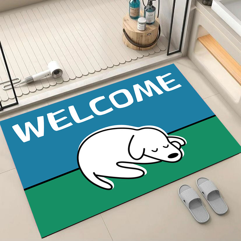 Cartoon Dog-Themed Welcome Mat Kalsten