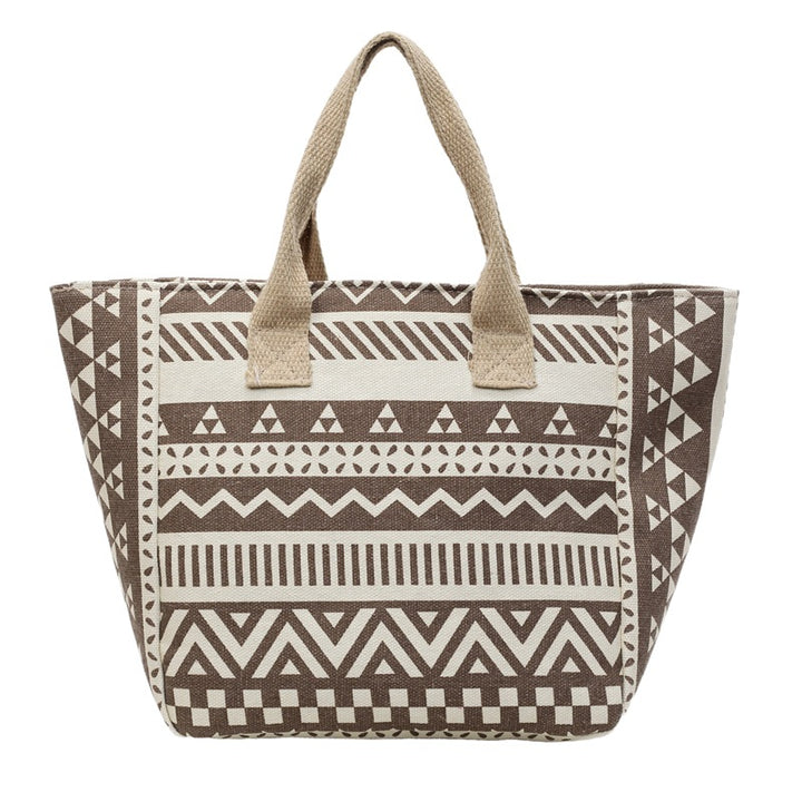 Geometric Print Canvas Tote Bag