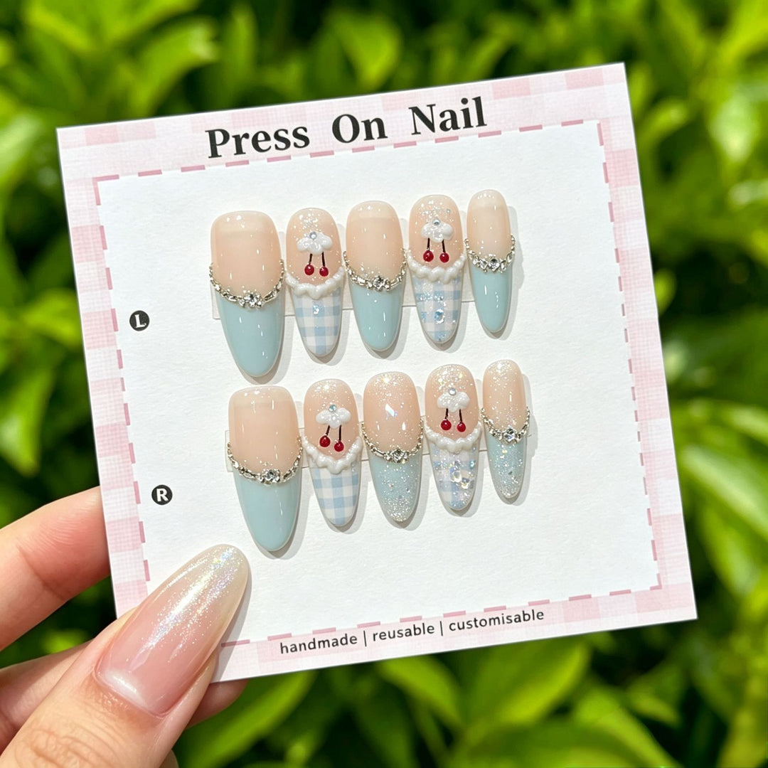 Artistic Floral Press-On Nail Set  1791773803