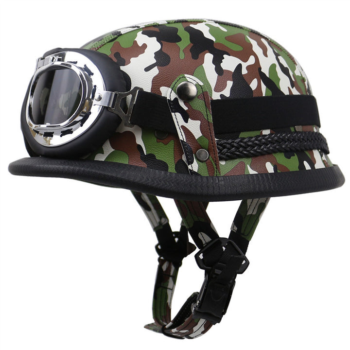 Vintage-Style Motorcycle Helmet with Goggles Kalsten