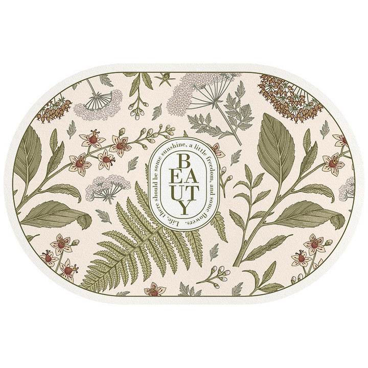 Botanical Print Bathroom Mat for Home