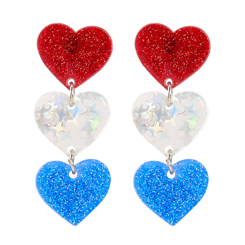 Ladies enamel earrings horseshoe with star stripe motif Kalsten