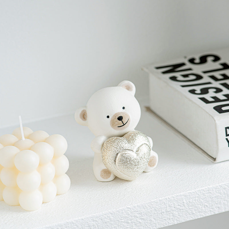 Kawaii Bear Figurine with Heart Kalsten