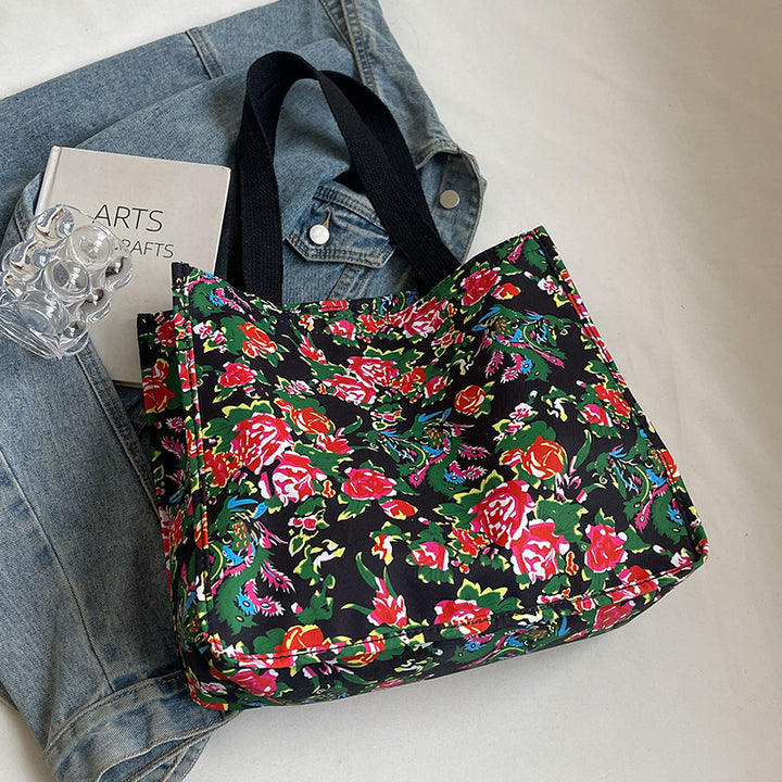 Floral Print Reusable Canvas Tote Bag