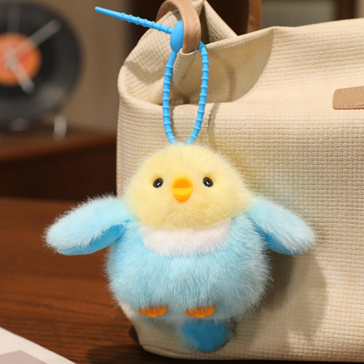 Fluffy Plush Chick Bag Charm Keychain with Flexible Loop Strap Kalsten